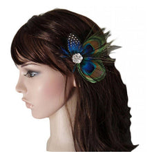 Peacock Feather Sparkling Rhinestones Bridal Wedding Hair Clip Head Accessory for Women Lady Beauty EF8
