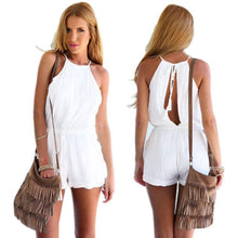 Pocket Playsuit Rompers Women Jumpsuits with Sexy Back Hollow Out Design Sleeveless Halter Keyhole Jumpsuit for Women EF8