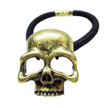 Punk Skull Hair Tie Cuff Wrap Ponytail Holder Hair B  Rope Accessories Gold Silver Bronze color EF8