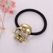 Punk Skull Hair Tie Cuff Wrap Ponytail Holder Hair B  Rope Accessories Gold Silver Bronze color EF8