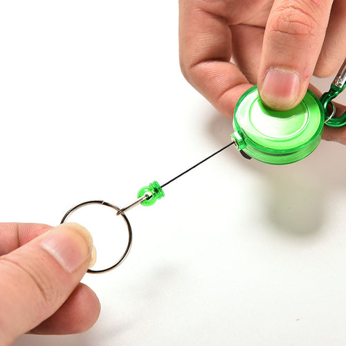 Retractable Metal Card Badge Holder Ring Belt Clip Pull Camping Key Chain Colourful Strap Carabiner Clip Card label Keyring EF8