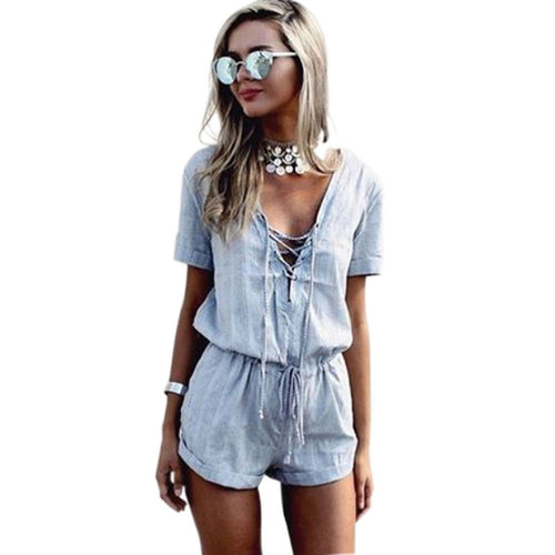 S-XL Party Bodycon Jumpsuit Deep V-Neck Clubwear Playsuit Romper Short Sleeve Plus Size Women Clothing EF8