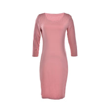 Sexy Casual black winered pink Crew Neck Three Quarter Midi Dress Work Style Women Bodycon Dresses EF8