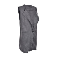 Long Vest Women Causal Loose Long Waistcoat One Button Sleeveless V-Neck Long Cardigan EF8