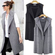 Long Vest Women Causal Loose Long Waistcoat One Button Sleeveless V-Neck Long Cardigan EF8