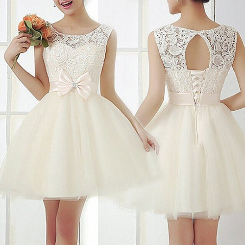 Elegant Women Casual Short Sleeve Slim Lace Mini Dress Tops Ladies Sexy White Color Party Dress Plus Size EF8