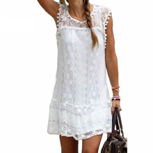 Elegant Women Casual Solid Short Sleeve Slim Lace Mini Dress Tops Ladies Sexy White Dress Plus Size EF8