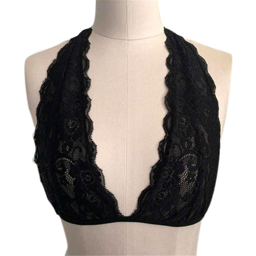 Crop Top Halter Crochet Tops Deep V Neck Bralette Vintage Lace Camisole B age Backless Top EF8