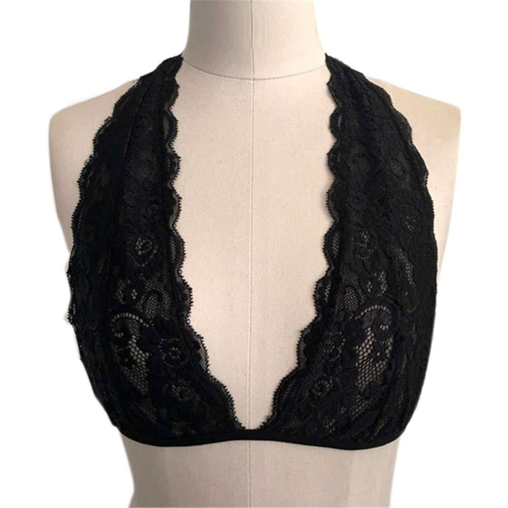 Crop Top Halter Crochet Tops Deep V Neck Bralette Vintage Lace Camisole B age Backless Top EF8