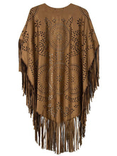 Design Coat Shawl Beige Cream Floral Cut Out Asymmetric Fringe Tasseled Kimono Cover EF8