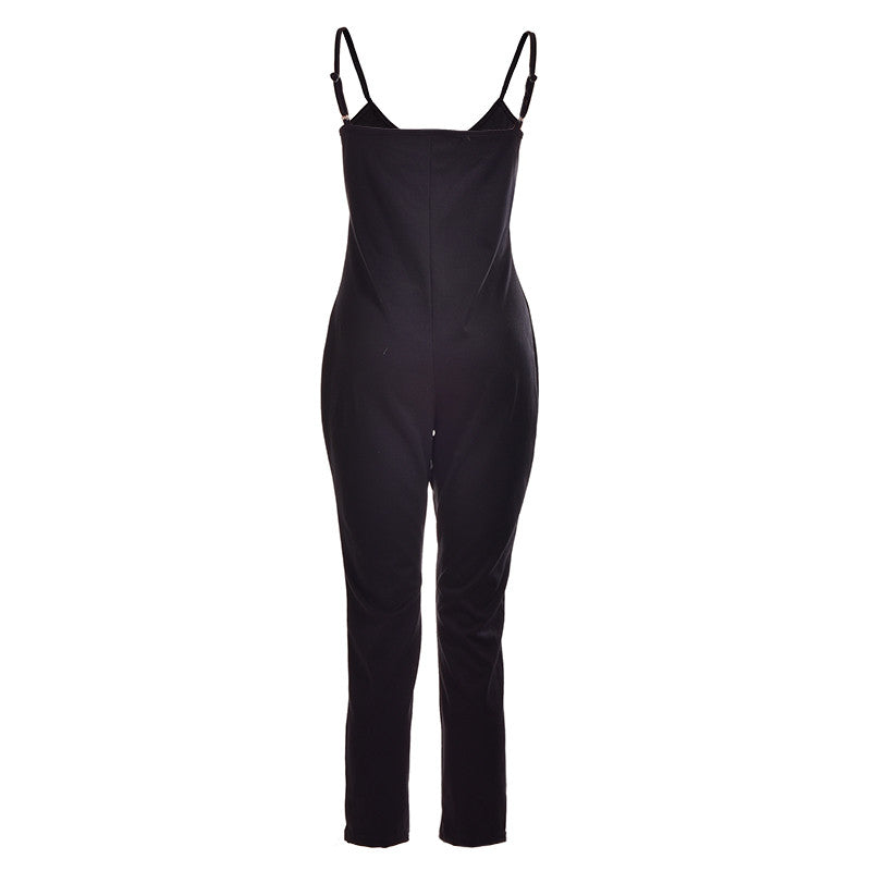 Women jumpsuit Solid Color Sleeveless Simple   Elegant Bodycon Playsuit EF8