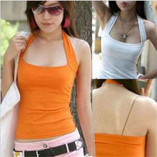 Sexy Cotton Halter Neck Sleeveless Vest Tank Backless Crop Top Strapless Bottoming Sheath Slim Vest For Women Ladie EF8