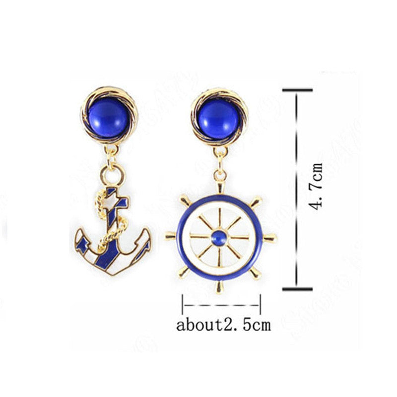 Vintage Brincos Gold Anchor Earrings Cute European   American Personality Drop Earings Women's Jewelry EF8