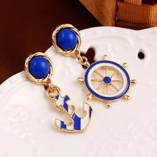 Vintage Brincos Gold Anchor Earrings Cute European   American Personality Drop Earings Women's Jewelry EF8