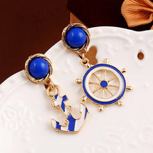 Vintage Brincos Gold Anchor Earrings Cute European   American Personality Drop Earings Women's Jewelry EF8