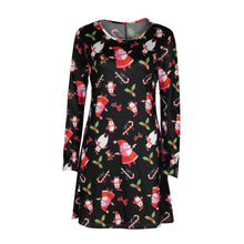 Ladies Women Long Sleeve Olaf Santa Printing O-neck Party Elegant Swing Dress Plus Size S-XL Vestidos EF8