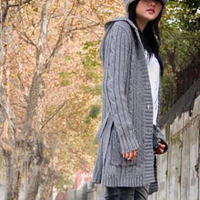 Cardigan Women Full Sleeve Long Loose Knitted Cardigans Hooded Sweater For Young Lady EF8