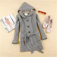 Cardigan Women Full Sleeve Long Loose Knitted Cardigans Hooded Sweater For Young Lady EF8