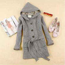Cardigan Women Full Sleeve Long Loose Knitted Cardigans Hooded Sweater For Young Lady EF8