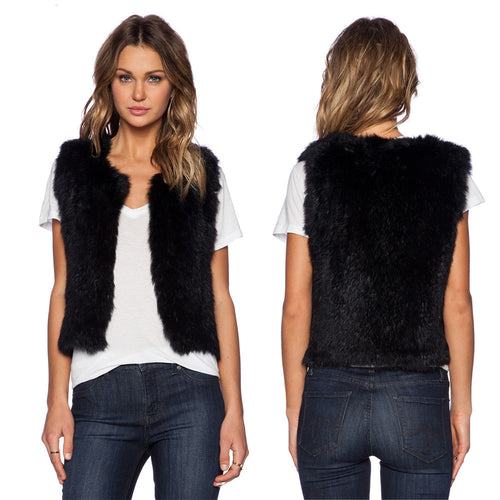 Plus Size Faux Fur Jacket Women Natural VGilet Sleeveless Lapel Outerwear Jacket Coat Hair Jacket Waistcoat EF8