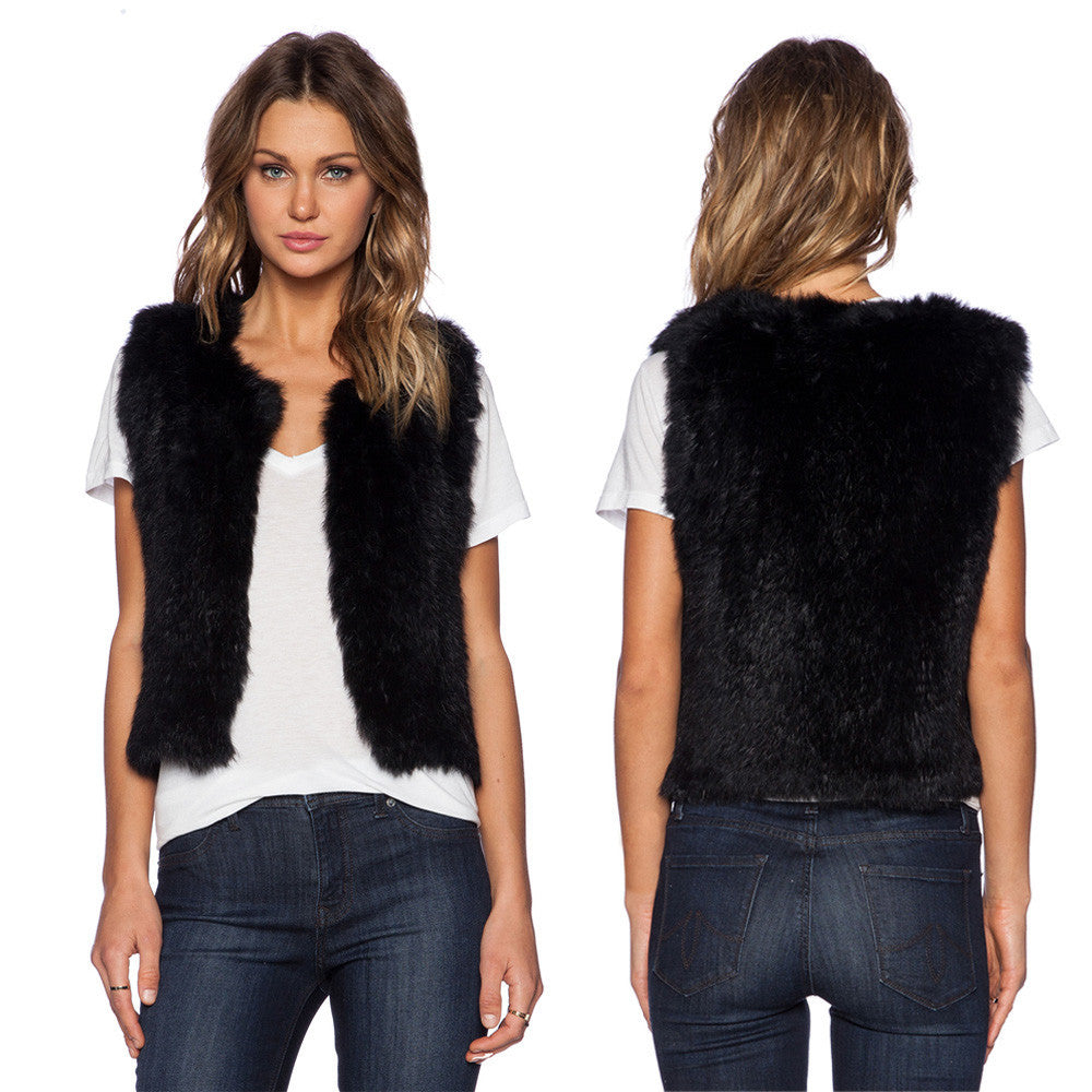Plus Size Faux Fur Jacket Women Natural VGilet Sleeveless Lapel Outerwear Jacket Coat Hair Jacket Waistcoat EF8