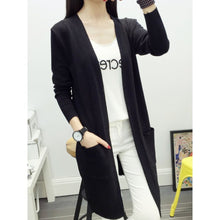 Women Medium long cardigan cashmere material loose sweater Sweaters for outerwear coat with pockets EF8