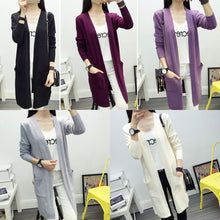 Women Medium long cardigan cashmere material loose sweater Sweaters for outerwear coat with pockets EF8