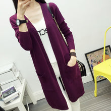 Women Medium long cardigan cashmere material loose sweater Sweaters for outerwear coat with pockets EF8