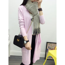 Women Medium long cardigan cashmere material loose sweater Sweaters for outerwear coat with pockets EF8