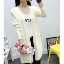 Women Medium long cardigan cashmere material loose sweater Sweaters for outerwear coat with pockets EF8