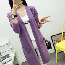 Women Medium long cardigan cashmere material loose sweater Sweaters for outerwear coat with pockets EF8