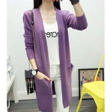 Women Medium long cardigan cashmere material loose sweater Sweaters for outerwear coat with pockets EF8