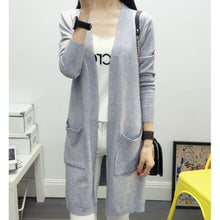 Women Medium long cardigan cashmere material loose sweater Sweaters for outerwear coat with pockets EF8
