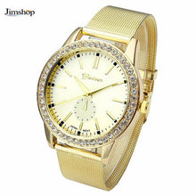 Geneva Women's Golden Stainless Steel Band Roman Rhinestone Dial Analog Quartz Wrist Watch Watches Relogio Feminino EF8