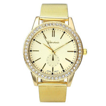 Geneva Women's Golden Stainless Steel Band Roman Rhinestone Dial Analog Quartz Wrist Watch Watches Relogio Feminino EF8