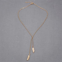 long chain custom Two leaf pendant necklace jewelry Women Girl lover Valentine's Day gifts  EF8