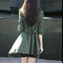 Casual women's Coat long Outerwear loose jacket Army Green for lady  EF8