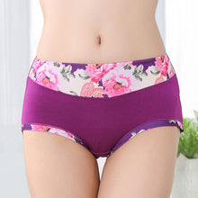 Bamboo Fiber Women Panties High Waist Underpants Sexy Flower Printed Belly In Carry Buttock Briefs Underwear EF8
