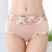 Bamboo Fiber Women Panties High Waist Underpants Sexy Flower Printed Belly In Carry Buttock Briefs Underwear EF8
