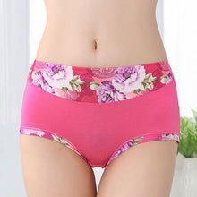 Bamboo Fiber Women Panties High Waist Underpants Sexy Flower Printed Belly In Carry Buttock Briefs Underwear EF8