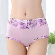 Bamboo Fiber Women Panties High Waist Underpants Sexy Flower Printed Belly In Carry Buttock Briefs Underwear EF8