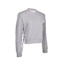 O-neck ladies sweatshirt warm hoodies Gray crop top long sleeve girls Tops chic lace up sweatshirt Women tops S M L EF8