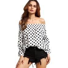 Off Shoulder Women Blouses Sexy Long Sleeve Chiffon Polka dot Plus Size Ladies Blouse Casual Tops Clothing Shirt EF8