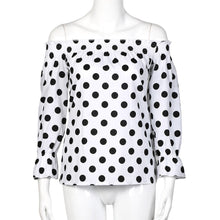 Off Shoulder Women Blouses Sexy Long Sleeve Chiffon Polka dot Plus Size Ladies Blouse Casual Tops Clothing Shirt EF8