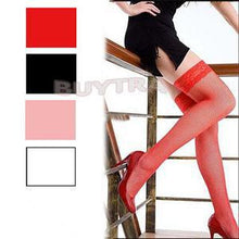 One Size Style Attractive Women Stockings Hosiery Above Knee Nylon Hollow Out Mesh Long Stockings Women Black White Red Pink EF8