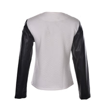 PU Leather Casual Zip Long Sleeve Chic Stylish Top Outwear Parka Coat Zipper Patchwork Baseball Jacket For Women EF8