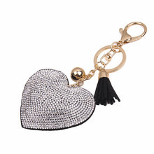 PU Leather Rhinestone Bag Keychain Keyring Gift For Lady 4 Colors s Women Love Heart Pendant Key Chain EF8