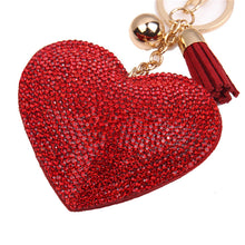 PU Leather Rhinestone Bag Keychain Keyring Gift For Lady 4 Colors s Women Love Heart Pendant Key Chain EF8