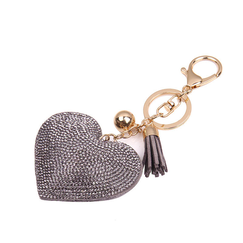 PU Leather Rhinestone Bag Keychain Keyring Gift For Lady 4 Colors s Women Love Heart Pendant Key Chain EF8