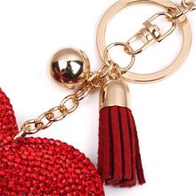 PU Leather Rhinestone Bag Keychain Keyring Gift For Lady 4 Colors s Women Love Heart Pendant Key Chain EF8